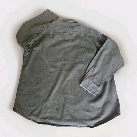 Cabela's Shirt Men XLT Military Green Denim LS Buttons Pockets Cotton Outdoors - Picture 14 of 16